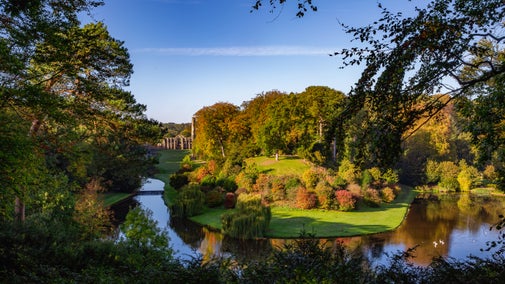 Autumn colour fills the landscape from the Studley water garden to Fountains Abbey